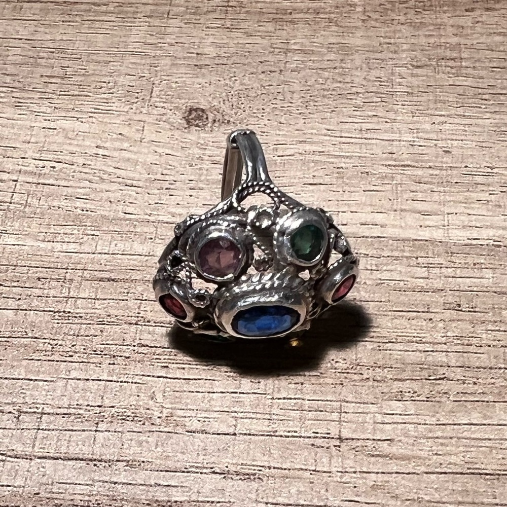 Multi-Stone Emerald Ruby Sapphire Topaz Marcasite… - image 3